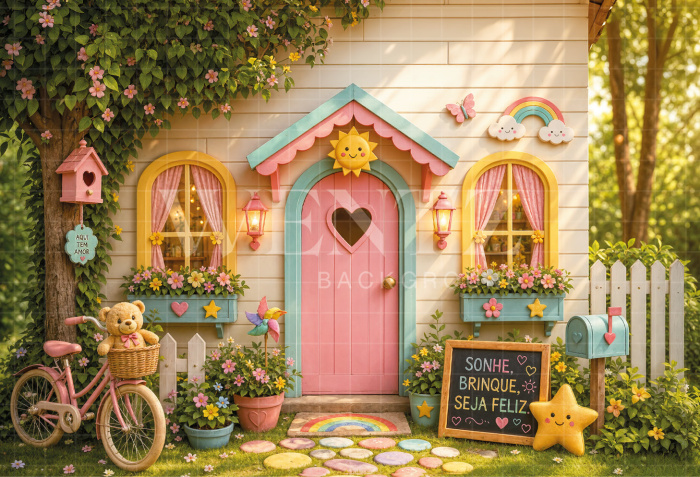 Fabric Photography Background Dollhouse Children's Day / Backdrop 8593