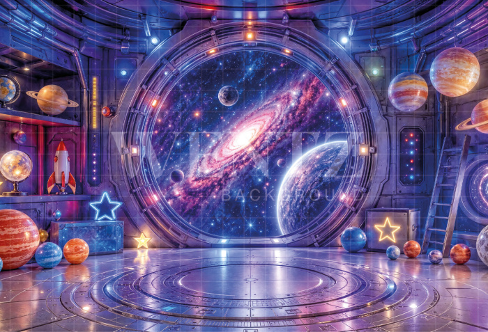 Fabric Photography Background Space Station Children's Day / Backdrop 8629