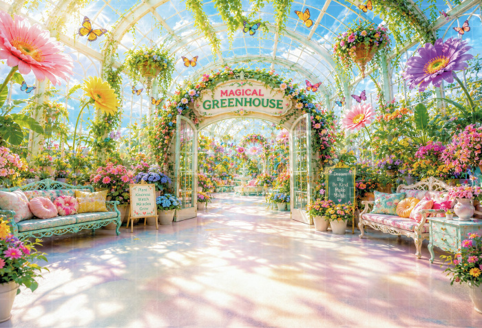 Fabric Photographic Background Flower Greenhouse Children's Day / Backdrop 8623