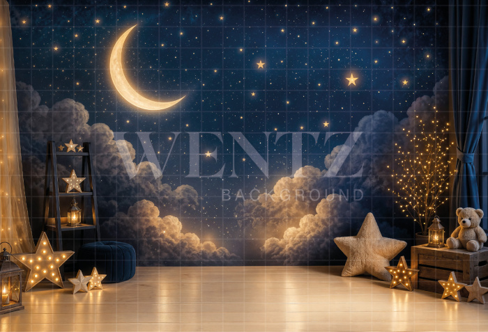 Fabric Photography Background Children's Day Magical Night / Backdrop 8584
