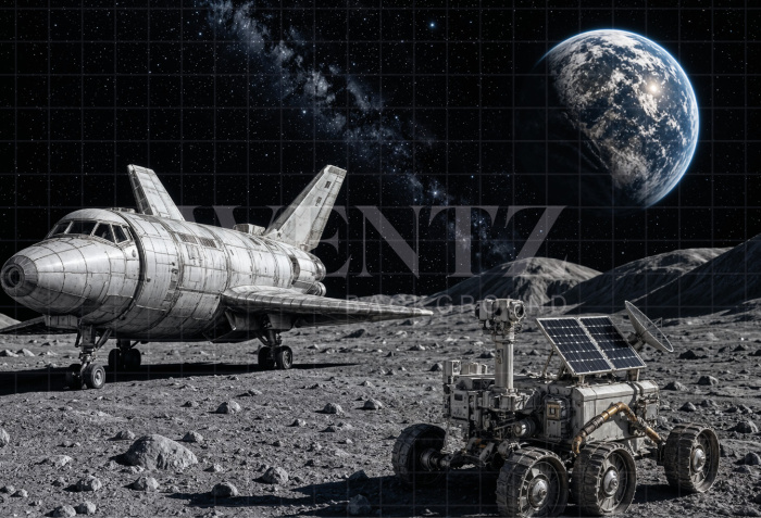 Fabric Photography Background Children's Day Universe and Planets / Backdrop 8586