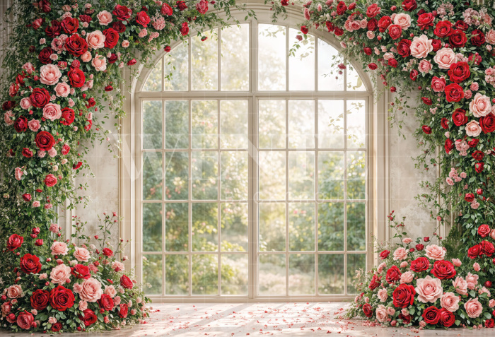 Fabric Photography Background Mother's Day Flowery Windows / Backdrop 8113