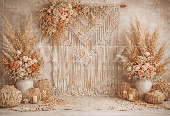 Fabric Photography Background Mother's Day Boho Wall with Macramé / Backdrop 8162