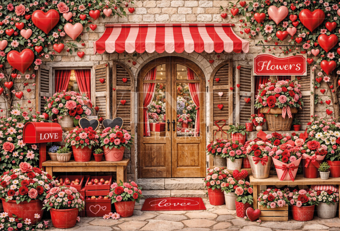 Fabric Photography Background Valentine's Day Romantic Facade / Backdrop 8315