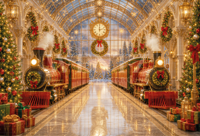 Fabric Photography Background Christmas Station / Backdrop 8472