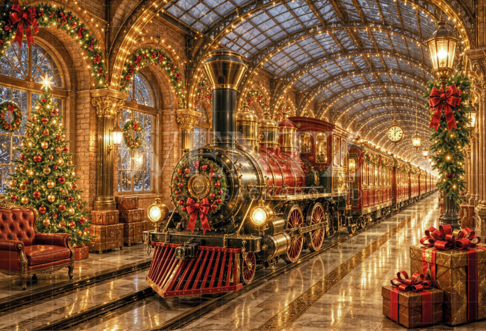 Fabric Photography Background Christmas Station / Backdrop 8474