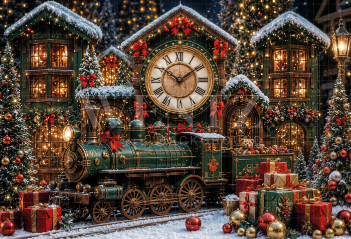 Fabric Photography Background Christmas Station / Backdrop 8492