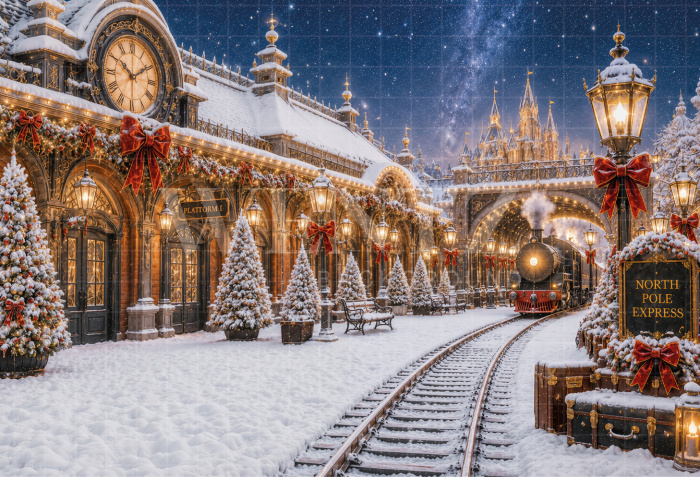 Fabric Photography Background Christmas Station / Backdrop 8569