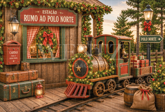 Fabric Photography Background Christmas Station / Backdrop 8577
