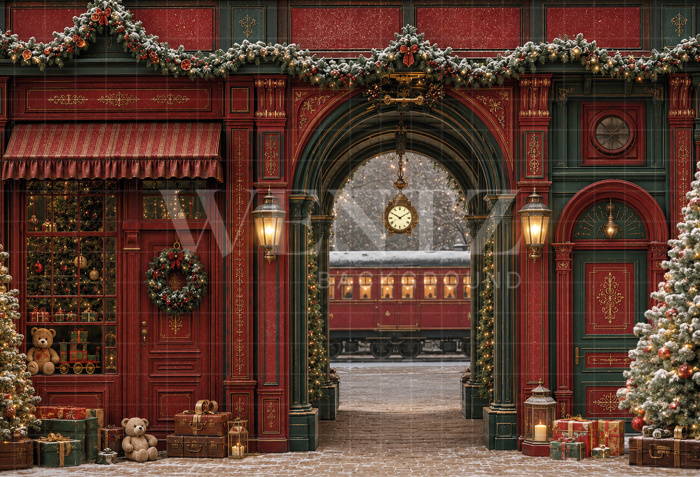 Fabric Photography Background Christmas Station / Backdrop 8871