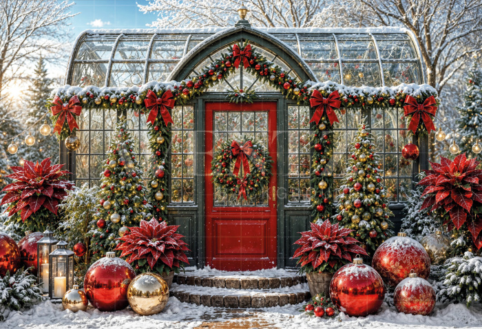 Fabric Photography Background Christmas Greenhouse / Backdrop 8480