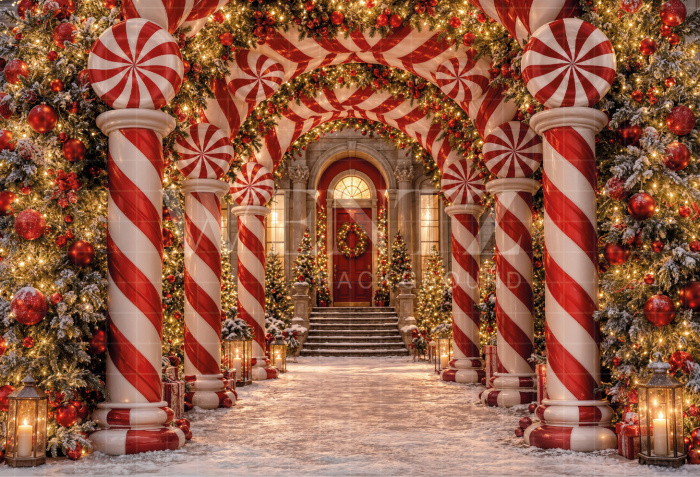 Fabric Photography Background Christmas Facade / Backdrop 8484