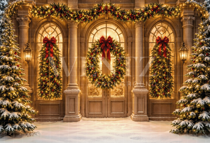 Fabric Photography Background Christmas Facade / Backdrop 8493