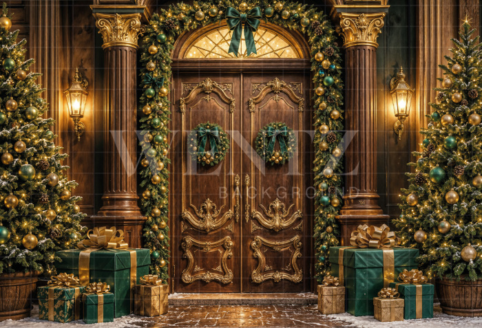 Fabric Photography Background Christmas Facade / Backdrop 8506