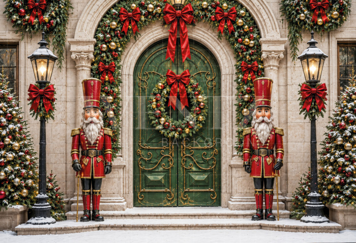 Fabric Photography Background Christmas Facade / Backdrop 8561