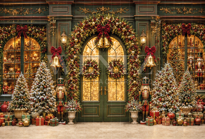 Fabric Photography Background Christmas Facade / Backdrop 8845
