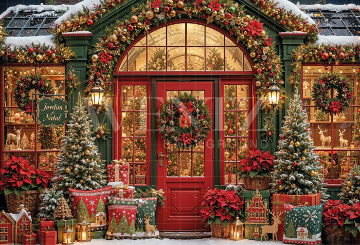 Fabric Photography Background Christmas Facade / Backdrop 8883