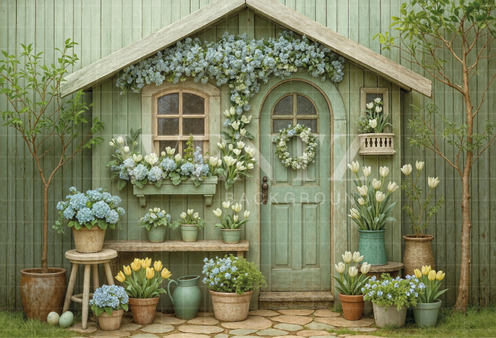 Fabric Photography Background Easter Facade / Backdrop 8032