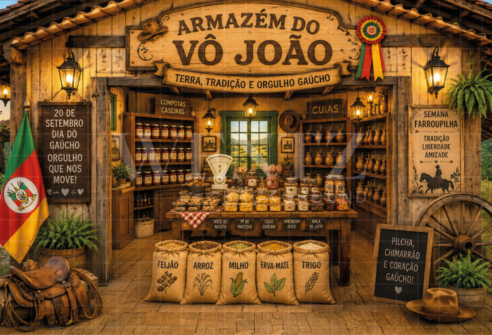 Fabric Photography Background Farm Stand / Backdrop 8638