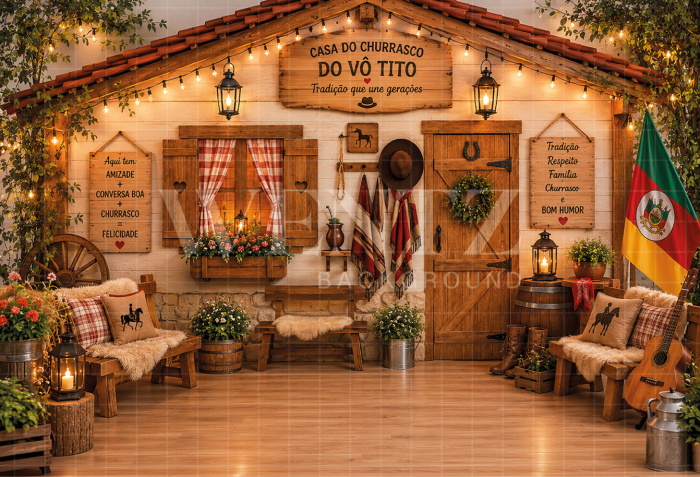 Fabric Photography Background Farmhouse / Backdrop 8652