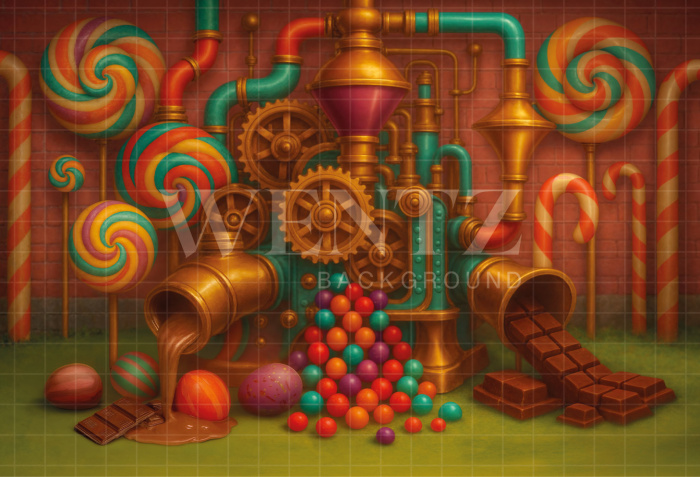 Fabric Photography Background Easter Chocolate Factory / Backdrop 8001
