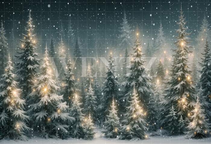 Fabric Photography Background Christmas Forest / Backdrop 8852