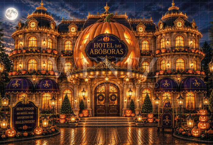Fabric Photography Background Halloween Witches' Hotel / Backdrop 8910