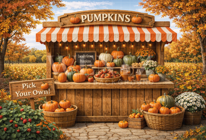 Fabric Photography Background Children's Pumpkins Stand / Backdrop 8330