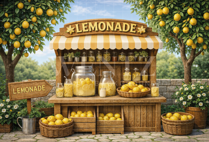Fabric Photography Background Children's Lemon Stand / Backdrop 8328