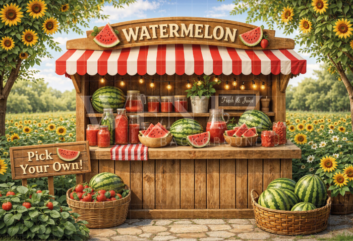 Fabric Photography Background Children's Watermelons Stand / Backdrop 8330