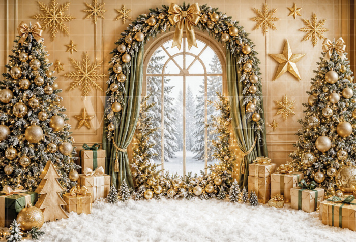 Fabric Photography Background Window Christmas / Backdrop 8540