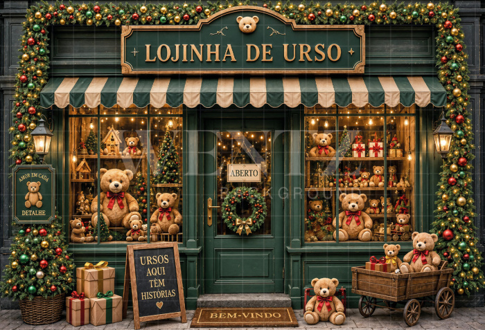 Fabric Photography Background Christmas Shop / Backdrop 8566