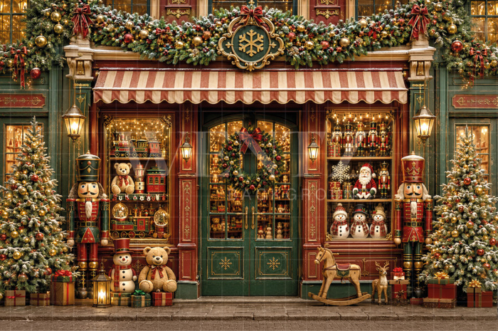 Fabric Photography Background Christmas Store / Backdrop 8837