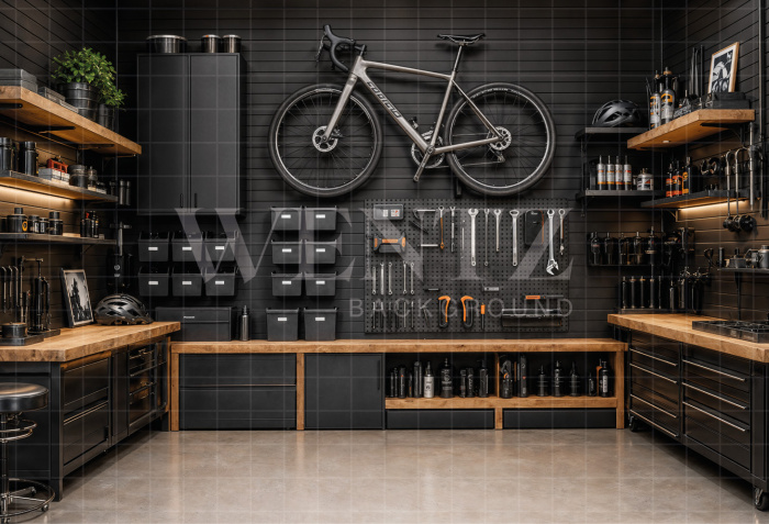 Fabric Photography Background Father's Day Bicycle Repair Shop / Backdrop 8384