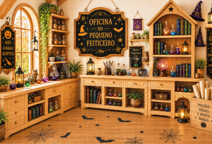 Fabric Photography Background Halloween Spell Workshop / Backdrop 8907