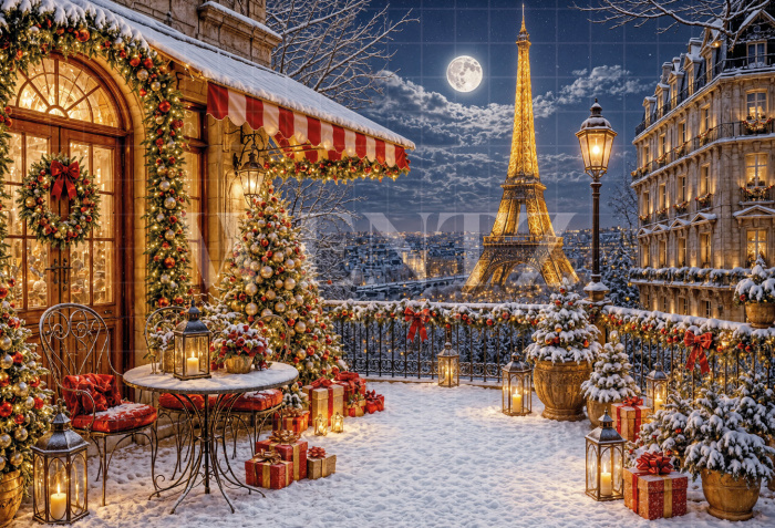 Fabric Photography Background Christmas Paris / Backdrop 8563
