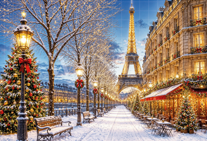 Fabric Photography Background Christmas Paris / Backdrop 8565
