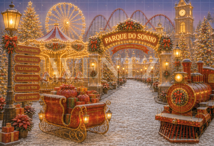Fabric Photography Background Christmas Park / Backdrop 8873