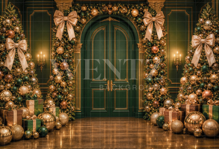 Fabric Photography Background Christmas Door / Backdrop 8468
