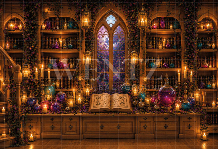 Fabric Photography Background Witch's Room Halloween / Backdrop 8911