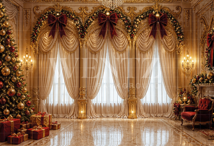 Fabric Photography Background Christmas Room / Backdrop 8471