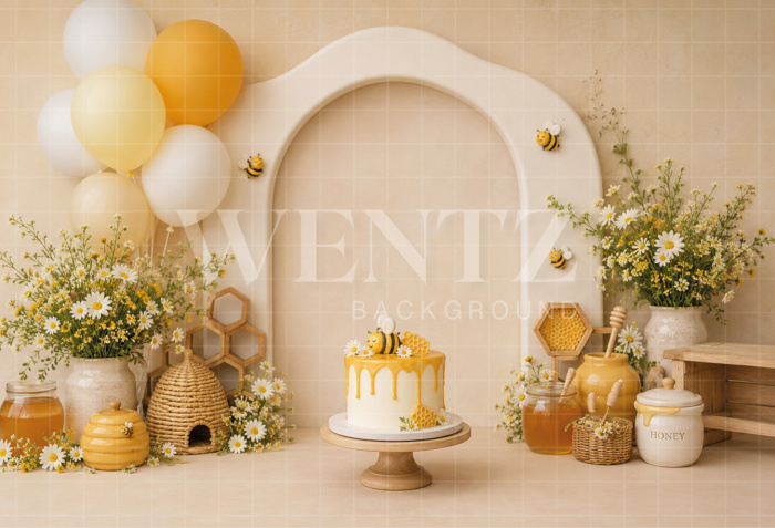 Fabric Photography Background Little Bee Cake Smash / Backdrop 8702