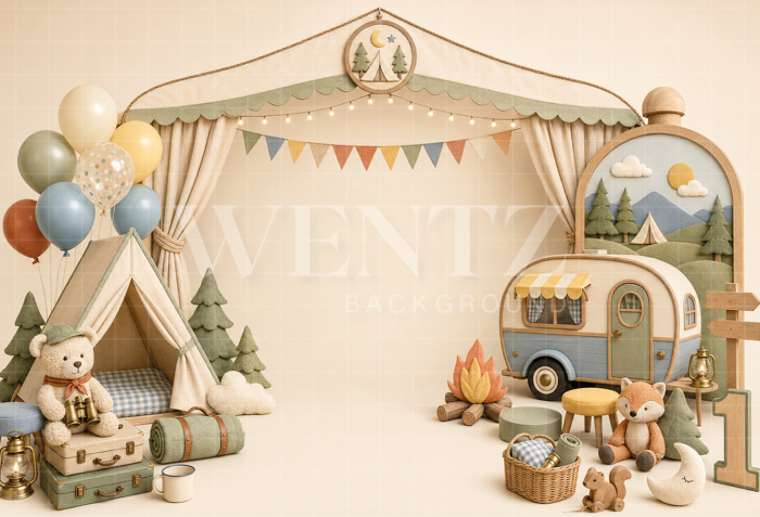 Fabric Photography Background Camping Cake Smash / Backdrop 8799