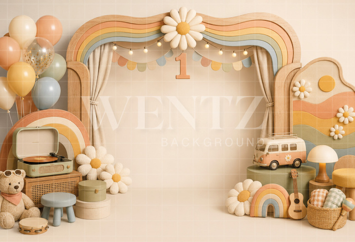 Fabric Photography Background Rainbow Cake Smash / Backdrop 8796