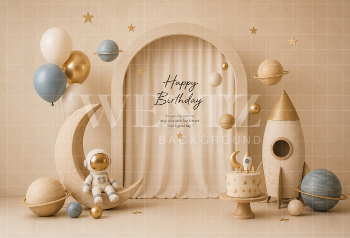 Fabric Photography Background Astronaut Cake Smash / Backdrop 8696