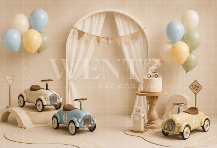 Fabric Photography Background Cars Cake Smash / Backdrop 8694