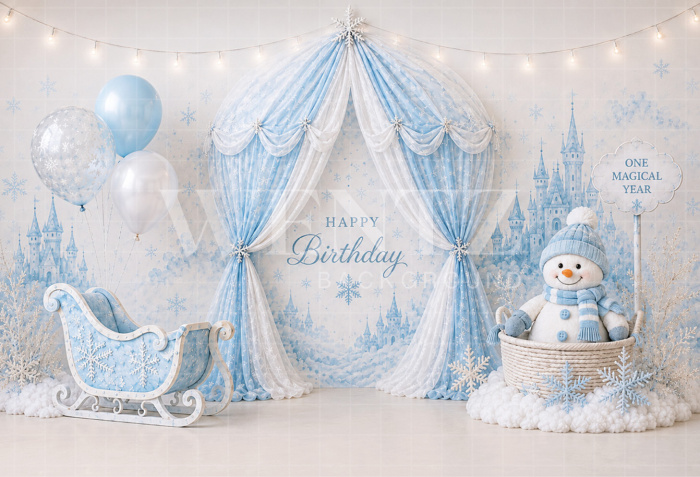 Fabric Photography Background Ice Castle Cake Smash / Backdrop 8764