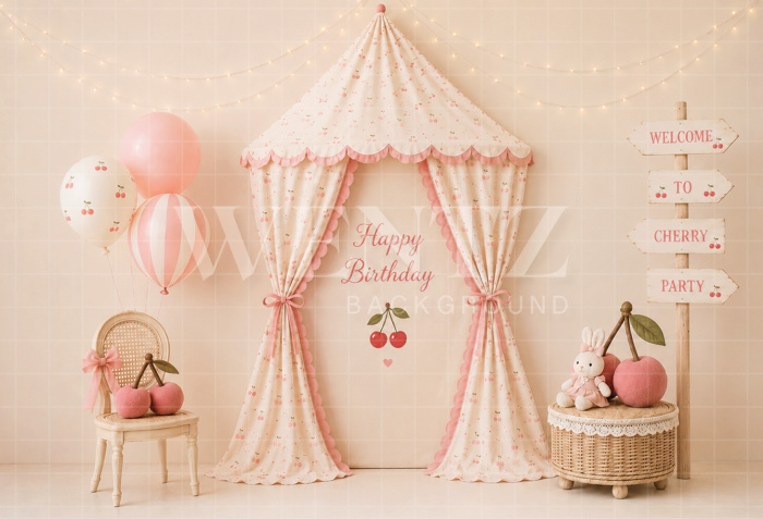 Fabric Photography Background Cherry Cake Smash / Backdrop 8713