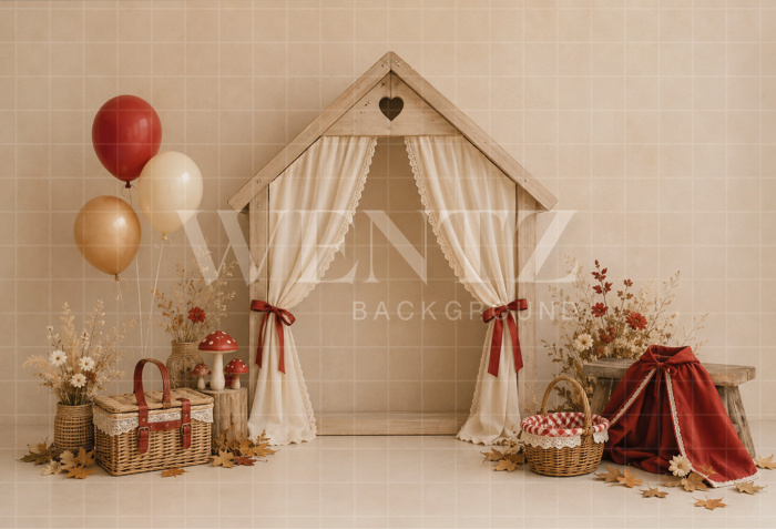 Fabric Photography Background Little Red Riding Hood Cake Smash / Backdrop 8688