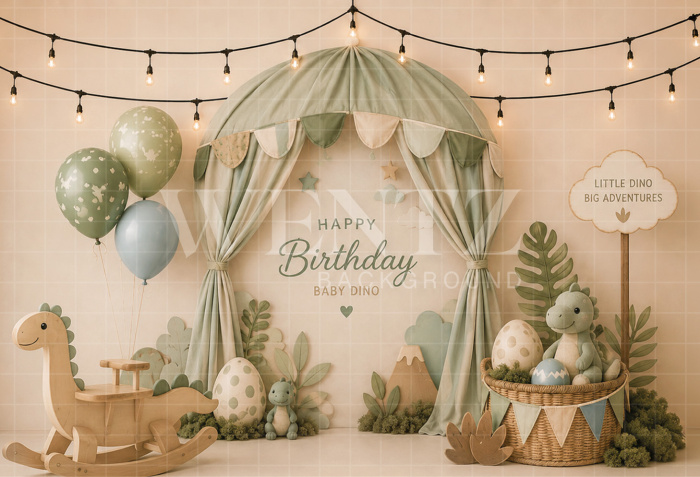 Fabric Photography Background Dinosaurs Cake Smash / Backdrop 8747